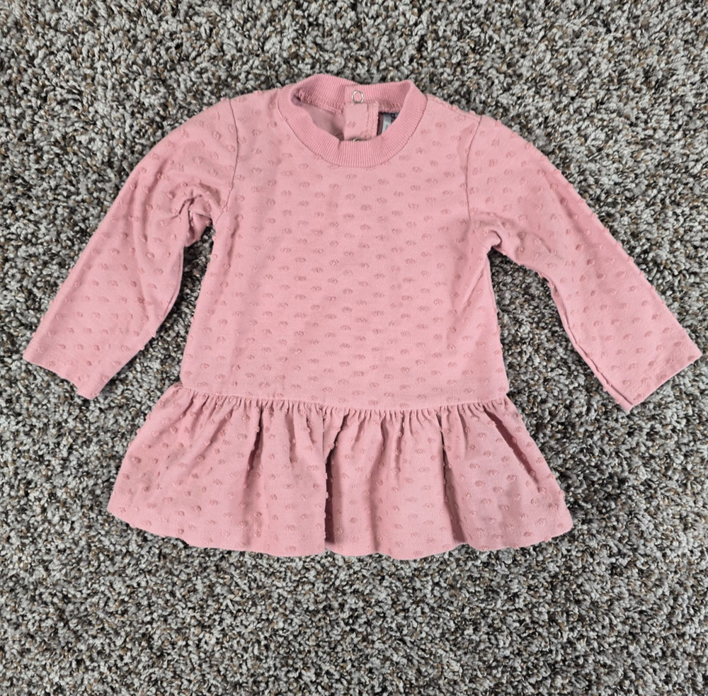 Charlotte & Star Baby Girls Sz 6-9M Sweater Dress Light Pink Long Sleeve